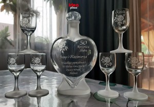 KARAFKA SERCE 0,5 l + 6 kieliszków -ROCZNICA ŚLUBU