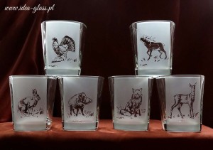 SZKLANKI DO WHISKY zestaw 6 szt. -  dla Myśliwego/Leśniczego
