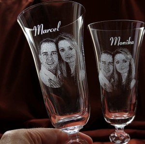 KIELISZKI do SZAMPANA lub WINA zestaw 2 szt.-Prezent na Ślub, ze zdjęciem!