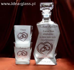 KARAFKA ŁAMANA 0,7 l + 2 szklanki do whisky - PODZIĘKOWANIE DLA RODZICÓW (1)