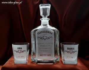 KARAFKA CAPITOL 0,7 l + 2 szklanki do whisky ROCZNICA ŚLUBU  (1)