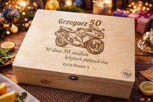 SKRZYNKA drewniana zamknięta 30x40cm  + GRAWER laser DUŻY / Motor/Motocyklista