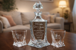 Bohemia KARAFKA QUADRO 0,85 l + 2 szklanki do whisky URODZINY
