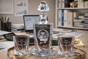 Bohemia KARAFKA QUADRO 0,85 l + 2 szklanki do whisky - KSIĘGOWA