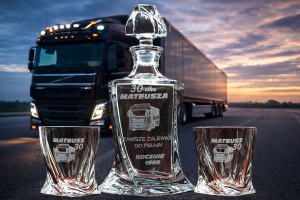 Bohemia KARAFKA QUADRO 0,85 l + 2 szklanki do whisky - KIEROWCA TIRA/TIR