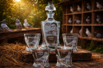 Bohemia KARAFKA QUADRO 0,85 l + 4 szklanki do whisky-  HODOWCA GOŁĘBI ze zdjęciem!