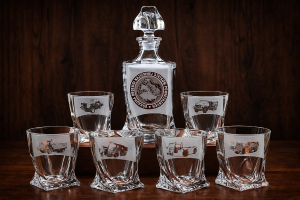 Bohemia KARAFKA QUADRO 0,85 l + 6 szklanek do whisky- WOJSKO/ŻOŁNIERZ ze zdjęciem!