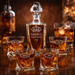 Bohemia KARAFKA QUADRO 0,85 l + 4 szklanki do whisky- NA KAŻDĄ OKAZJĘ!