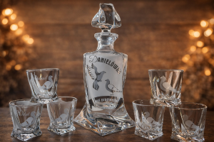 Bohemia KARAFKA QUADRO 0,5 l + 6 kieliszków do wódki - HODOWCA GOŁĘBI