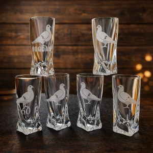 Bohemia KIELISZEK do likieru zestaw 6 szt. - HODOWCA GOŁĘBI