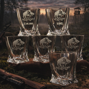 Bohemia QUADRO SZKLANKI do whisky zestaw 6 szt. -  Myśliwy/Leśniczy