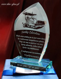 STATUETKA OWAL G010 - EMERYTURA, ze zdjęciem!