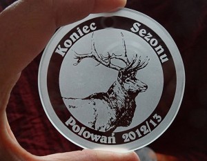 MEDAL SZKLANY w etui śr. 7cm- Koło Łowieckie