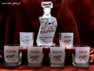 KARAFKA ŁAMANA 0,7 l + 6 szklanek do whisky - URODZINY, Strażak