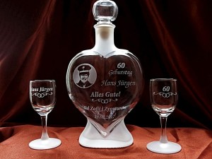KARAFKA SERCE 0,5 l + 2 kieliszki - URODZINY ze zdjęciem!